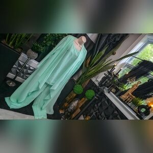 Mint Flowy Sheer 3pc Pant & Robe Suit 18W NWT